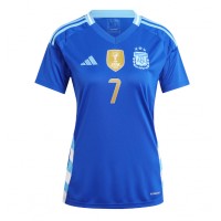 Camisa de Futebol Argentina Rodrigo De Paul #7 Equipamento Secundário Mulheres Copa America 2024 Manga Curta